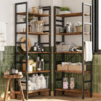 INNOD 70x70 Triple 5 Tier Book Shelf, Large Wooden Bookcase - Image 4
