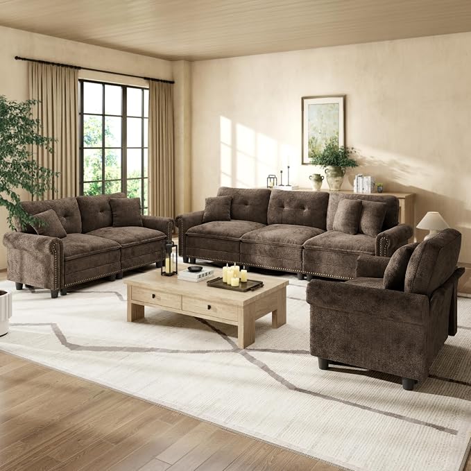 HERA'S HOUSE 3 Pieces Modular Sectional Sofa Sets, Oversized Couch Set by HERASHOUSE