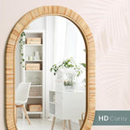 Barnyard Designs Oval Rattan Wall Mirror, Natural Tan Woven Rattan Frame - Image 7