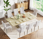Henf 63"-79" Dining Table Set for 8, 9 Pieces Extendable Dining Table and 8 - Image 2