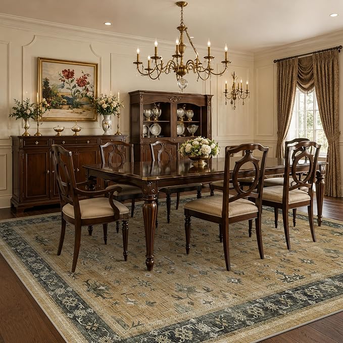 Vintage Taupe Sage 10x12 Rug for Living Room - Image 3
