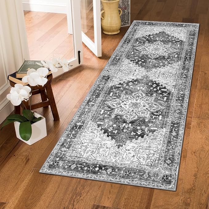 Yamaziot Washable Runner Rug, 2x5 Non-Slip Boho Vintage Hallway Kitchen Rug | - Image 7