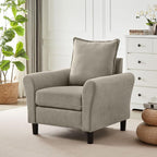 Mid-Century Accent Chair, Modern Linen Fabric Armchair by Chireca