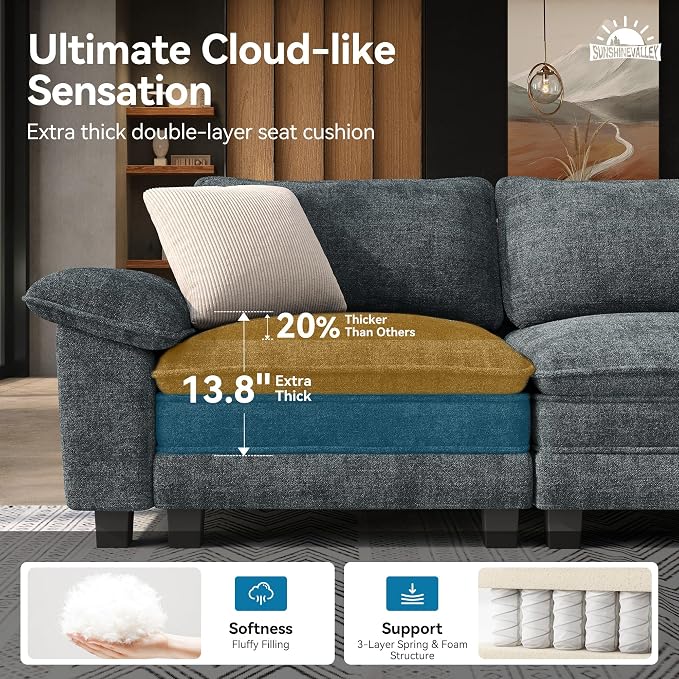 SUNSHINE VALLEY Oversized Loveseat Couch and Chair Set, Modern Modular Cloud - Image 3