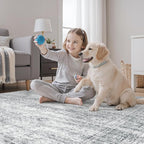 Soalmost 3x5 Rugs Non-Slip, Small Washable Kitchen Entryway Area Rug Grey | - Image 3