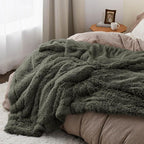 Bedsure GentleSoft Fluffy Olive Green Blankets Queen Size - Image 5