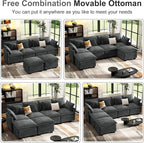 107" Cloud Couch Sectional, U Shaped Modular Sectional Sofa, 4-Seat Deep Seat - Image 6