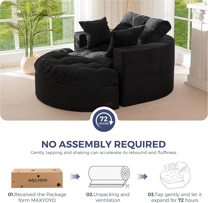 MAXYOYO Oversized Round Chaise Lounge Sofa, Upholstered Lounge Chair - Image 8