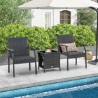 Tangkula 3 Pieces Patio Wicker Chair Set, Waterproof All Weather Resistant - Image 2