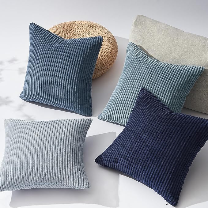 Topfinel Decorative Throw Pillow Covers Dusty Blue Navy Series 16x16 Inch Set - Image 4