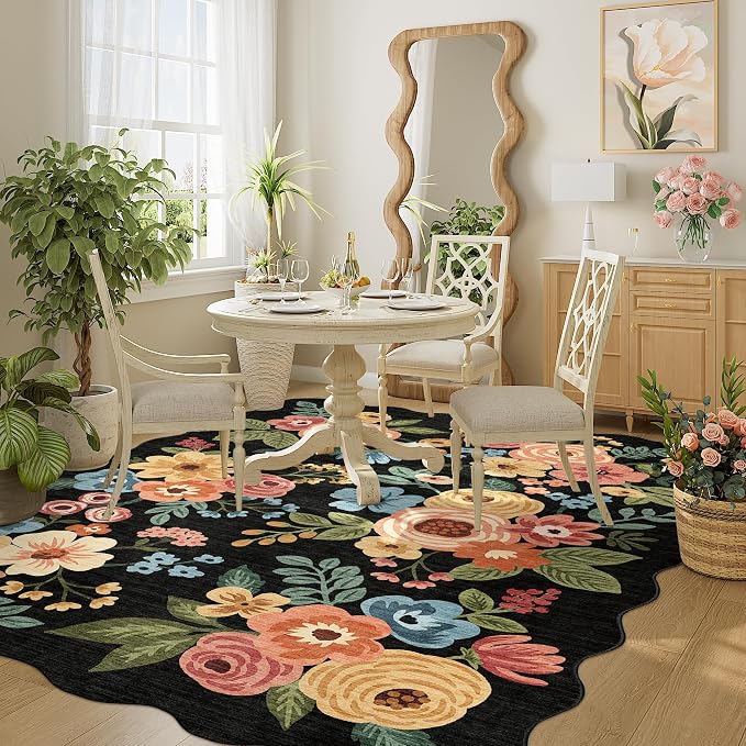 DUKINO 4x6 Area Rug, Non Slip Floral Washable Rug - Image 7