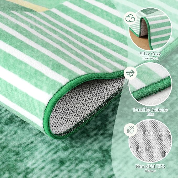 Ompaa Living Room Rug 5x8 Green Area Rug Machine Washable Rug Non Slip Indoor - Image 5