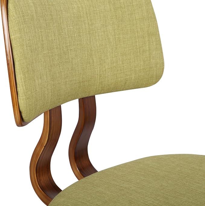 Armen Living Jaguar Mid-Century Dining Chair in Walnut Wood and Green Fabric - Image 10