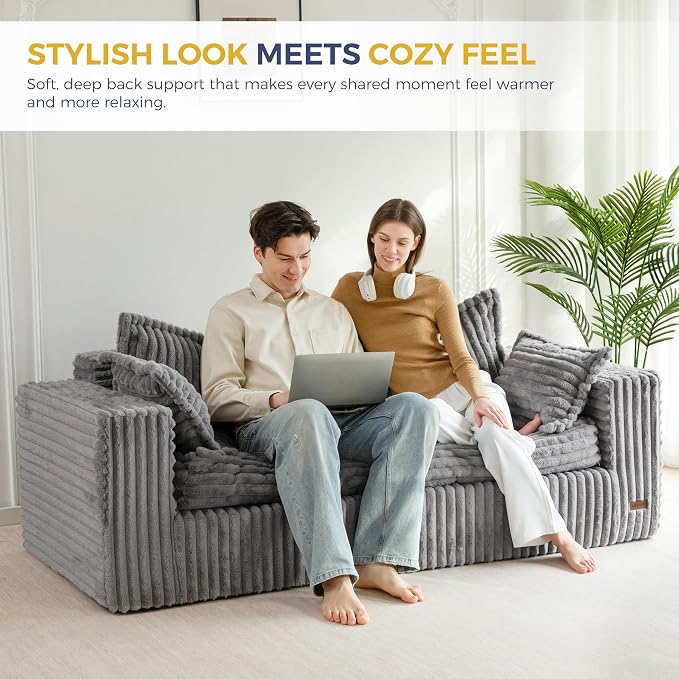 MAXYOYO 76" Bean Bag Sofa Couch, Loveseat Boneless Couch in a Box, Upholstered - Image 3