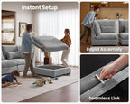 77" Oversized Chenille Couch Modular Sectional Sofa, Washable Cloud Couch - Image 7