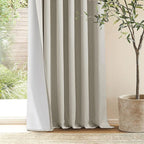 Oatmeal Beige Pinch Pleated 100% Blackout Linen Bedroom 96 Inch Curtains | - Image 9