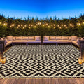 SAND MINE Reversible Mats with Led Strip Lights, Plastic Straw Rug, Modern Area by SANDMIND