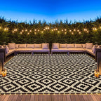 SAND MINE Reversible Mats with Led Strip Lights, Plastic Straw Rug, Modern Area by SANDMIND