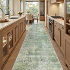 Soalmost Abstract Runner Rug 2x10 Hallway Kitchen Runners Green/Ivory | Vintage by Soalmost