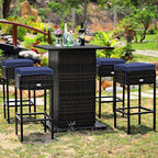 Tangkula 5 Piece Outdoor Rattan Bar Set, Patio Bar Furniture - Image 4