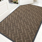 OLANLY Front Door Mat Outside 59x34, All-Season Absorbent Rubber Doormat | Brown by OLANLY