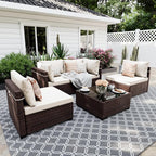 UPHA 5 Pieces Patio Furniture Sets, Wicker Outdoor Sectional Sofa Couch by UPHA