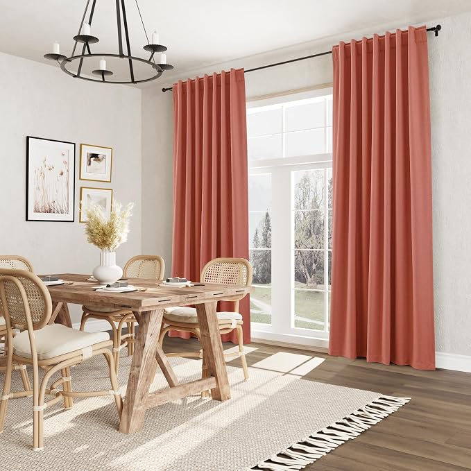 Coral 100% Blackout Linen Curtains 84 Inch Length 2 Panels Set - Image 8