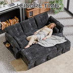 Convertible Sleeper Sofa Bed, 63 Inch Chenille Pull Out Couch - Image 7