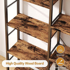 Shintenchi Triple Column 5 Tier Bookshelf, Industrial Large Bookcase Display - Image 4