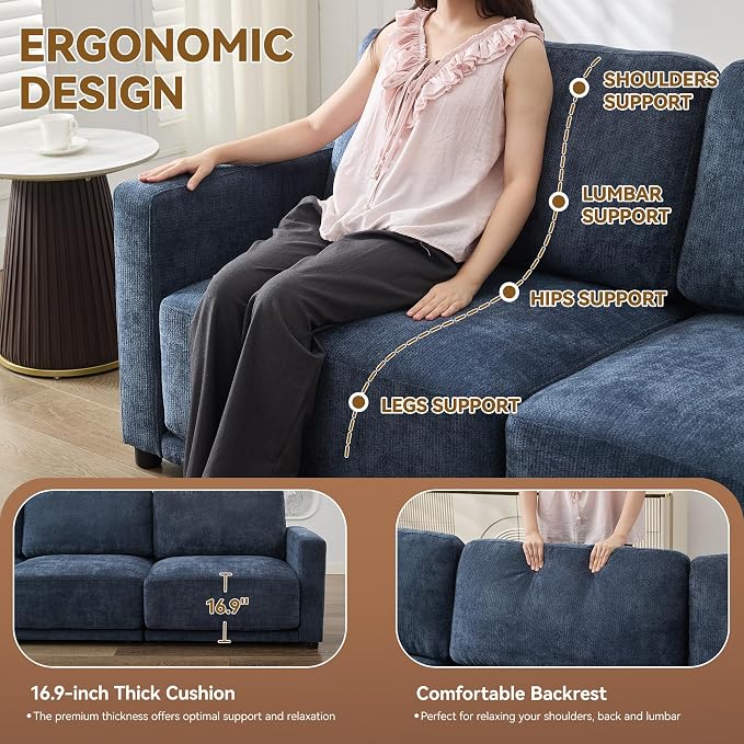 110.6" L Shaped Sectional Sofa, Modular Cloud Deep Seat Couch - Image 3
