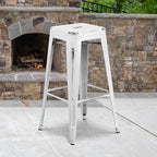 Flash Furniture Kai Commercial Grade 4 Pack 30" High Backless Distressed White - Image 2