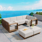 SUNSHINE VALLEY Patio Furniture Set, Outdoor Sectional Yellow Rattan Wicker Sofa by SUNSHINEVALLEY