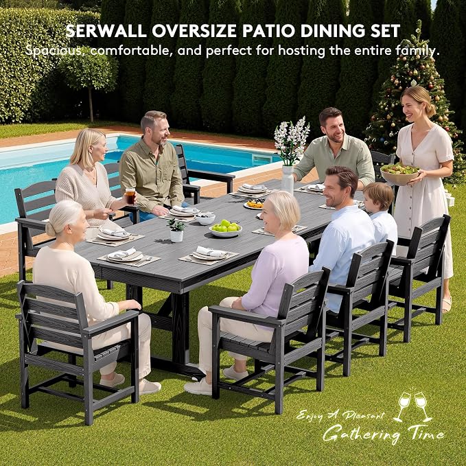 SERWALL 9 Piece Outdoor Dining Set - Image 7