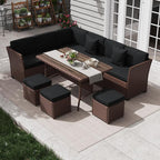 KIGOTY 7 Piece Patio Furniture Set, Outdoor PE Wicker Rattan Outdoor Dining Set by KIGOTY