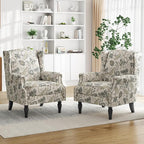 Floral Print Wingback Accent Chair, Retro Modern Farmhouse Armchair - Image 6