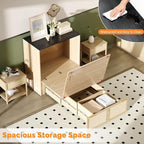 VINGLI Twin Size Rattan Murphy Bed - Image 3