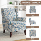 Pia Ricco Set of 2 Floral Accent Chairs, High Back Upholstered Armchairs - Image 3