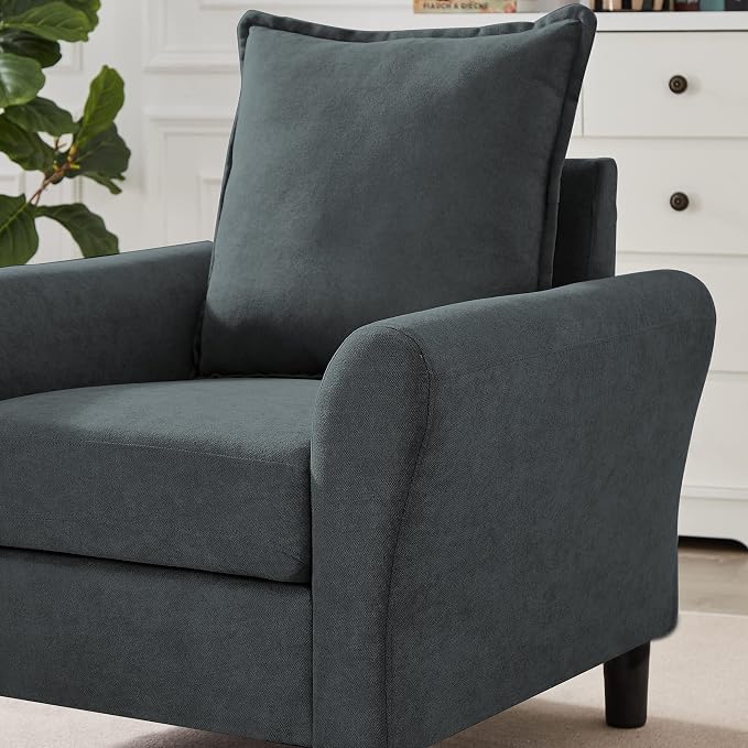 Mid-Century Accent Chair, Modern Linen Fabric Armchair - Image 6
