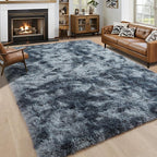 5x7 Tie-Dyed Blue and Grey Fluffy Soft Area Rug Non-Slip by ModernHomeDecor