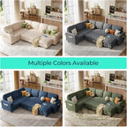 LINSY HOME Sectional Sofa with Pull Out Bed, 6 Seats Corduroy Reversible - Image 8