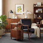 Slim End Table with 2 Storage Drawers, Retro Vintage Sofa Beside Table - Image 5