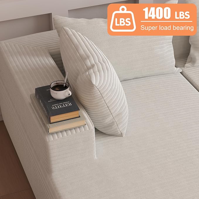 108"Modern Sectional Sofa, Modular Convertible L-Shape Sofas, Upholstered - Image 3