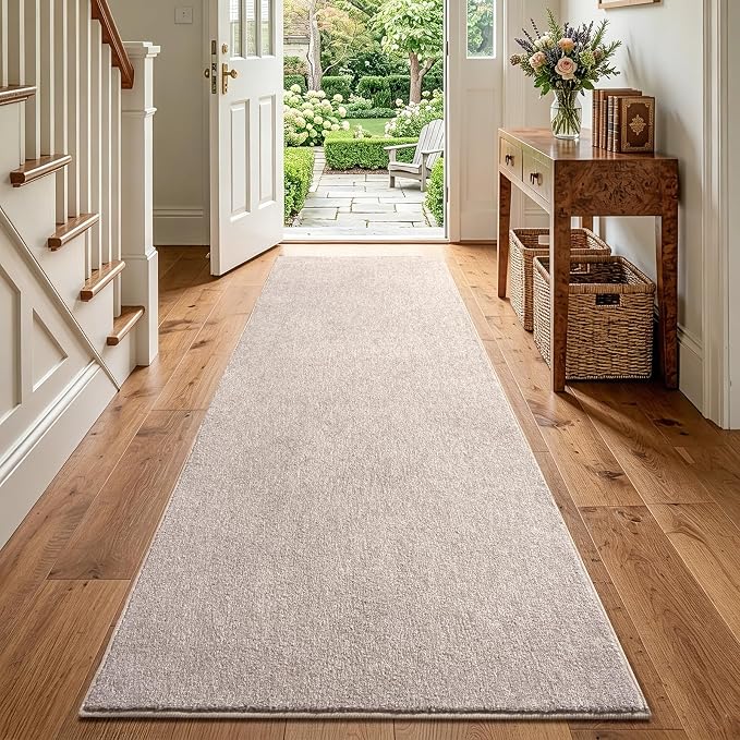 2x8 Oatmeal/White Runner Rug Washable Non-Slip - Image 2