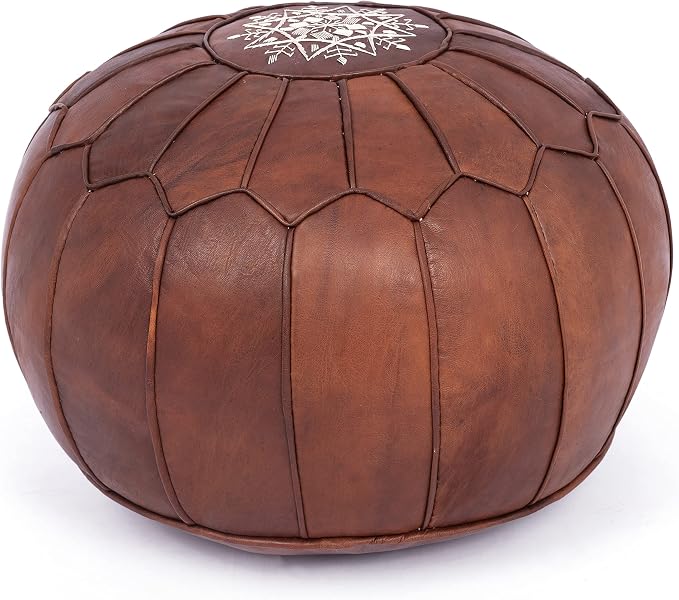 Marrakesh Gallery Genuine Leather Round Pouf Unstuffed by MarrakeshGallery