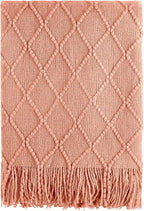 BOURINA Orange Throw Blanket 60x80 Inches Throw Textured Solid Soft Sofa Throw by BOURINA