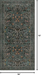 Dark Green Washable 3x6 Runner Rug - Image 2