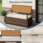 GarveeLife Wicker Storage Bench, Outdoor Rattan Stool - Image 7