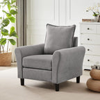 Mid-Century Accent Chair, Modern Linen Fabric Armchair by Chireca