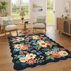 DUKINO 4x6 Area Rug, Non Slip Floral Washable Living Room Rug, Stain Resistant - Image 3