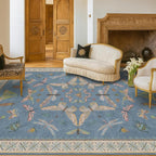 6x9 Blue Floral Rug for Dining Room Table - Image 3